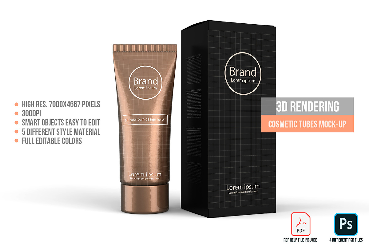 3D Rendering Cosmetic Tubes Mock-up, a Packaging Mockup by graystudio (Photo 41 of 50)