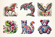 Floral Animals Clipart, Spring Clipa, an Illustration by DreamArtGraphic (Thumbnail 4 of 4)