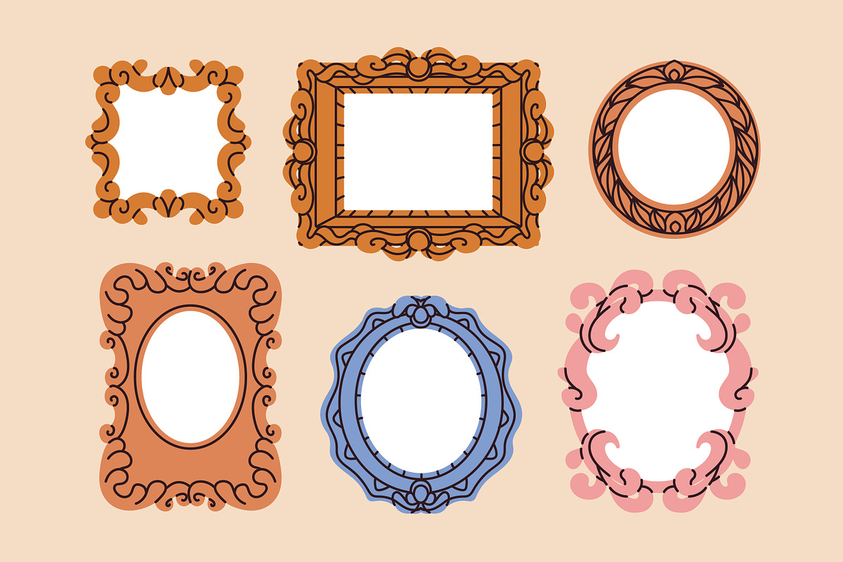 Vintage picture frames, borders set, an Object Illustration by Good Studio (Photo 3 of 16)