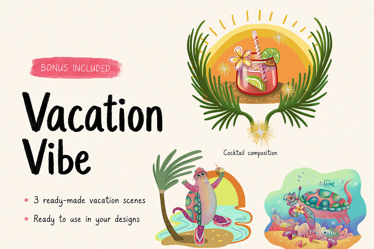 Tropical Cat Characters PNG, a Seasonal Illustration by FaliushViktoriaArtist (Photo 2 of 7)