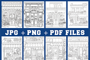 Floral Storefront Coloring Book Page, a Decorative Illustration by Coco Bloom (Thumbnail 2 of 5)