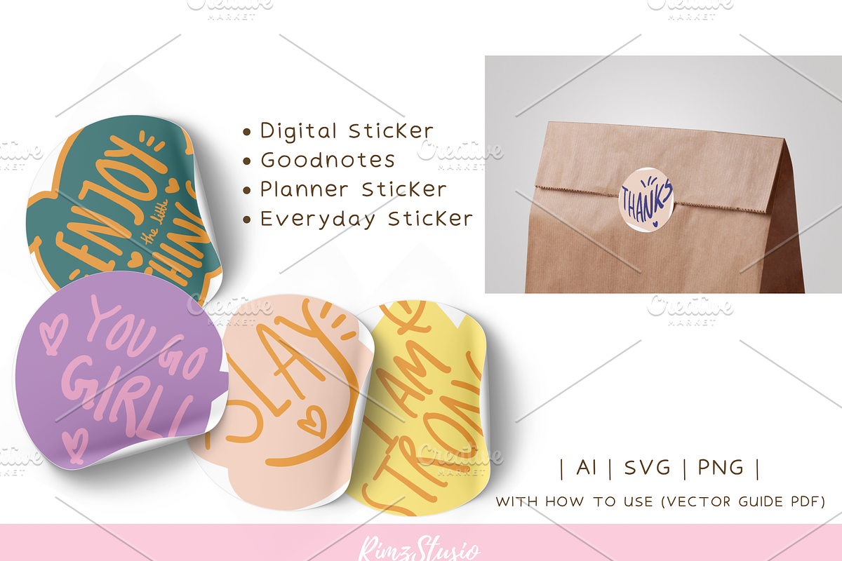 Planner sticker hand drawn bundle, a Decorative Illustration by RimzStudio (Photo 4 of 5)