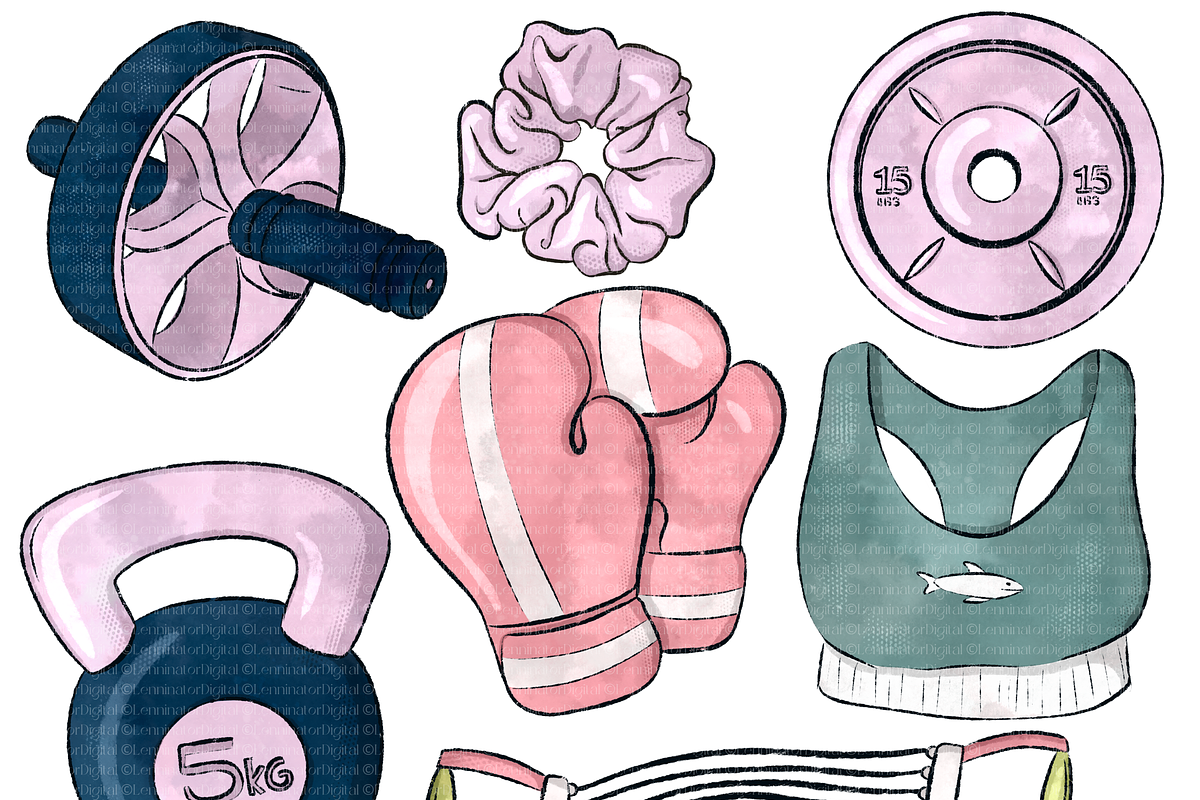Gym Fitness Sport Clipart PNG, a Sport Illustration by Lenninator Digital (Photo 5 of 8)
