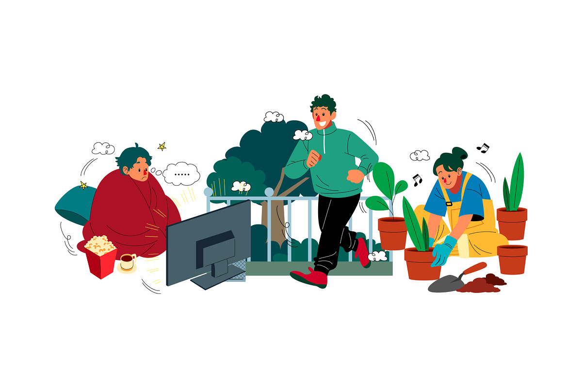 Daily Activity Doodle Illustration, an Object Graphic by SLAB! Design (Photo 2 of 3)