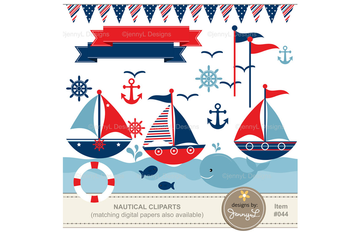 Nautical Boys Cliparts, an Illustration by JennyL Designs
