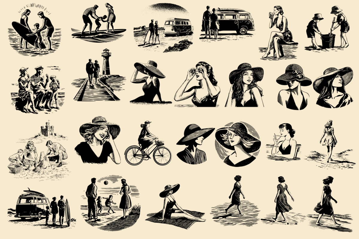 Vintage Coastal Travel Illustrations, an Object Illustration by Nocturnal Wolf (Photo 17 of 27)