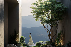 Lady in calm mountain garden, a Photo by Beautiful things