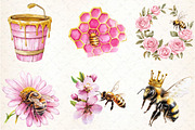 Watercolor Honey And Bee Clipart, an Illustration by DreamCafeArt (Thumbnail 4 of 5)
