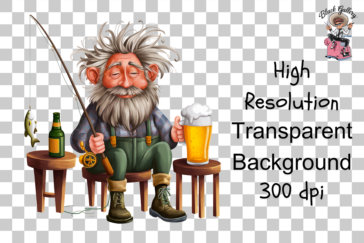 Quirky Old Fisherman Clipart PNG, a Graphic by Clipart Bloom (Photo 11 of 13)