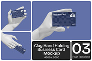 Clay Hand Holding Business Card Mock, a Merchandise Mockup by Permadi Creative (Thumbnail 1 of 5)