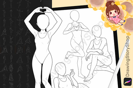 Procreate female poses brushes stamp