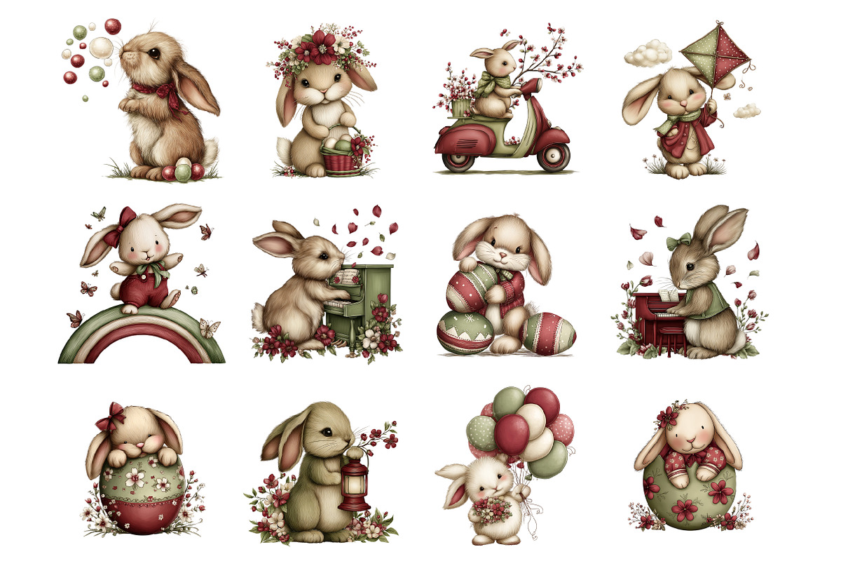 Whimsical Easter Bunny Clipart, an Illustration by Design Market (Photo 2 of 3)