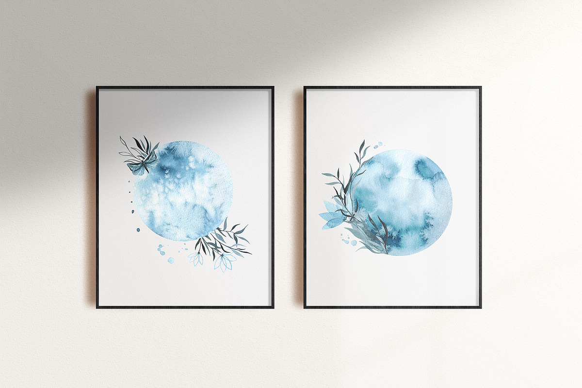 Blue MOON watercolor, an Object Illustration by LeriaArt watercolor (Photo 5 of 8)