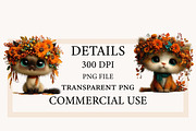 Whimsical Autumn Fall Cat Clipart, a Seasonal Illustration by Designworld (Thumbnail 4 of 8)
