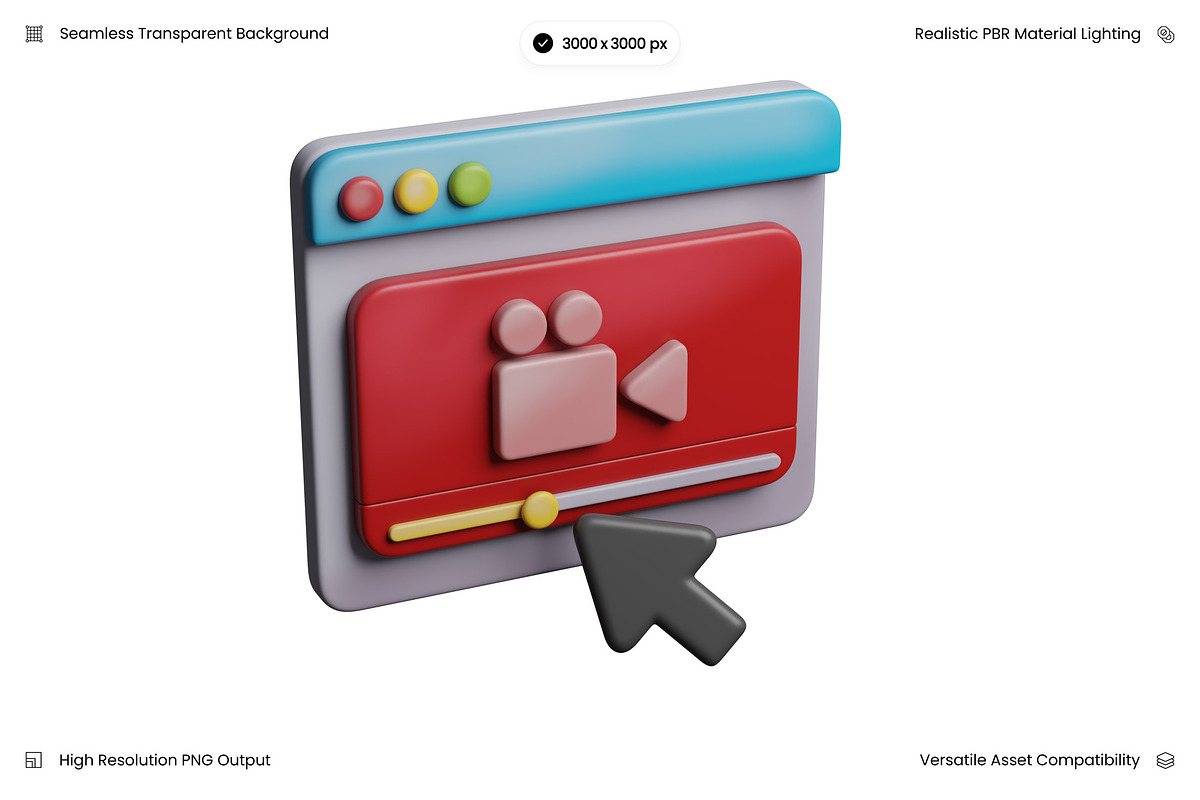 Video Player Window Interface 3D, an Object 3D Model by Wencory (Photo 1 of 2)