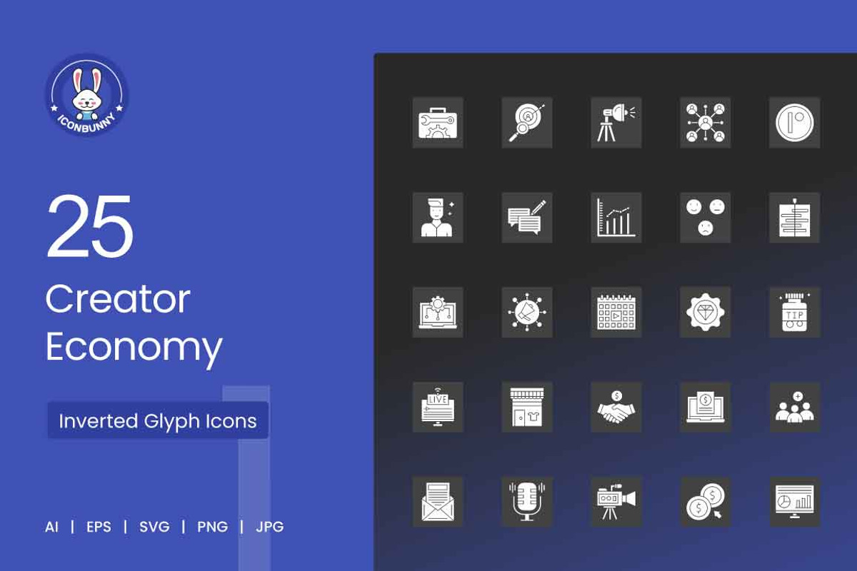 25 Creator Economy Icons, a Solid Icon by IconBunny (Photo 1 of 2)