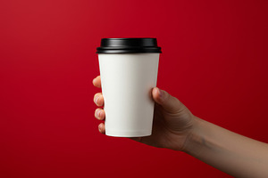 Hand holding a white takeaway coffee, a Food & Drink Photo by professorinc