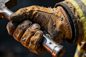 Firefighter's Hand Holding Tool in C, an Industrial Photo by Perpis