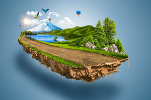Off road with greenery landscape
