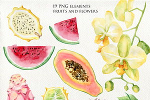 Tropical Fruits And Flowers