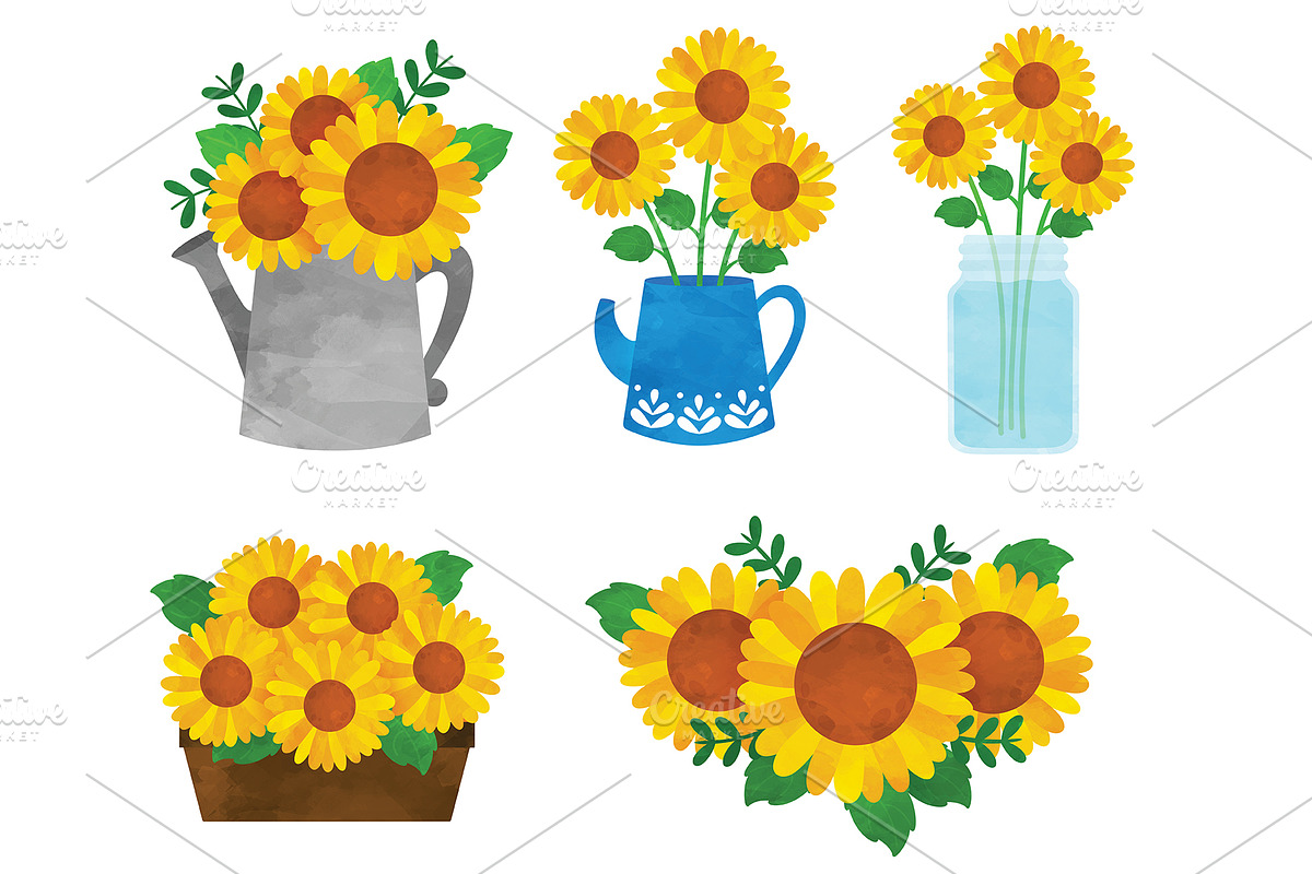 Sunflower Clipart, an Illustration by SugarPickle Clip Art (Photo 3 of 4)