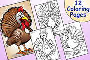 Turkey Coloring Pages for Kids, an Animal Illustration by Catchy Ideaz (Thumbnail 1 of 3)