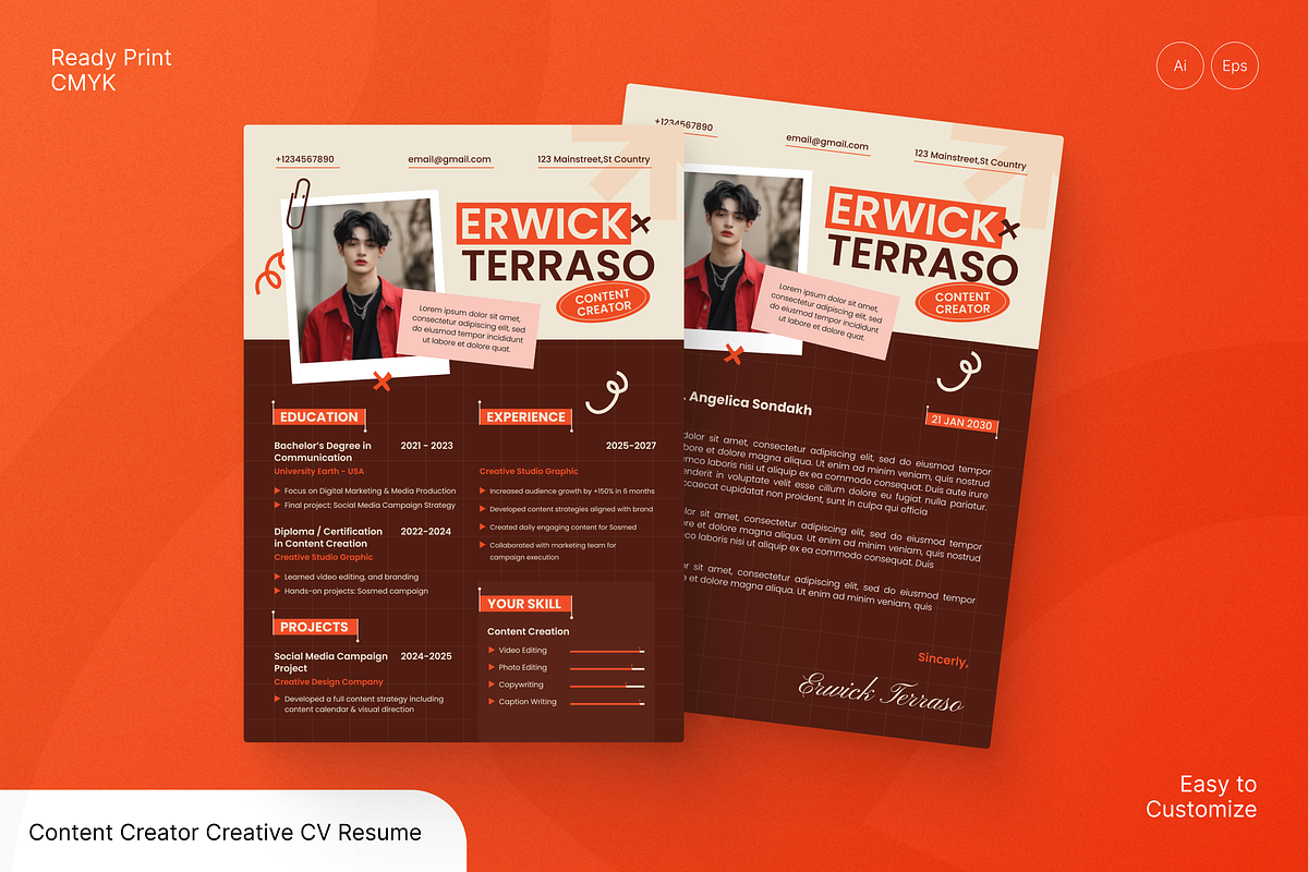 Content Creator Creative CV Resume, a Resume Template by Annora Studio (Photo 1 of 6)