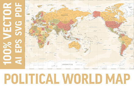 World Map Vector. Political Worldmap, an Education Illustration by PorcuPen Works