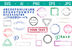 Grungy Letters and Frames for Stamps