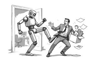 Robot Replacing Worker in Office Job, a Technology Illustration by AlexArt