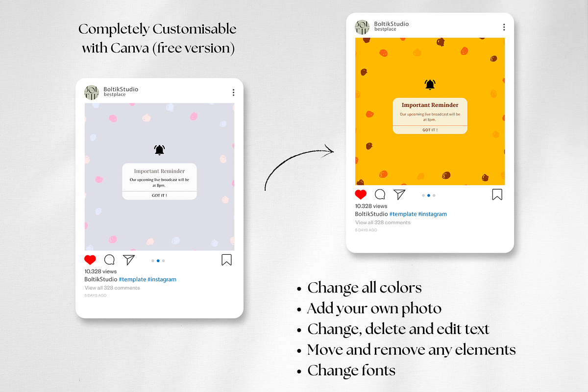 Quote Instagram Post Templates Canva, a Social Media Template by Boltik Studio (Photo 4 of 9)