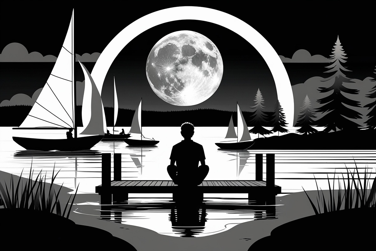 Mindful Lake Meditation Silhouette S, an Illustration by Creativeshirt (Photo 3 of 9)