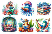 Undersea Reading Clipart, an Illustration by Dream Creation (Thumbnail 2 of 6)