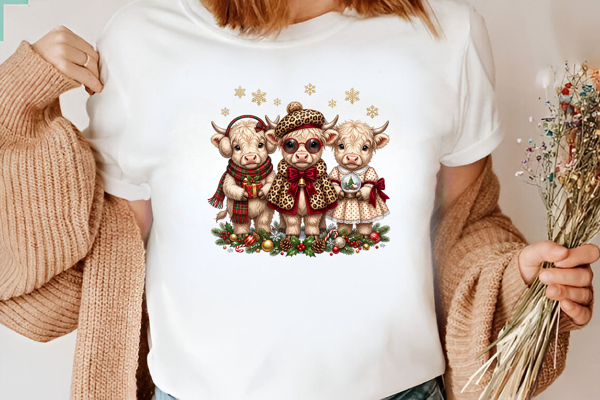 Leopard Christmas Highland Cow PNG, a Seasonal Illustration by CraftArtStudio (Photo 3 of 4)