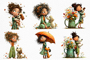 Whimsical Girl & Dog Love Clipart, a Seasonal Illustration by Craft Nest (Thumbnail 5 of 6)