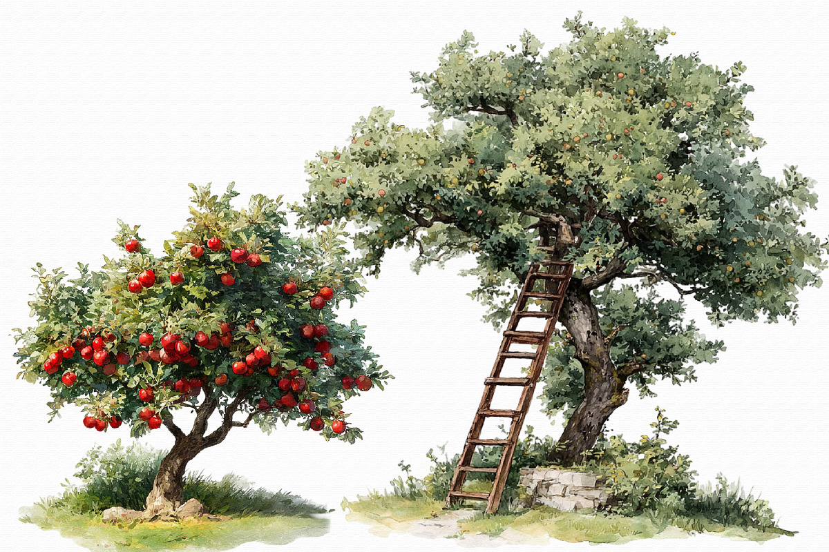 Orchard Watercolor Clipart PNG, an Illustration by Libby Wishes (Photo 5 of 7)