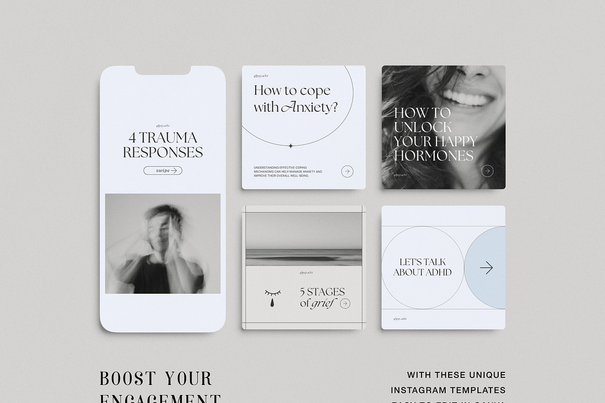 Mental Health Instagram Templates, a Social Media Template by Chewie Co (Photo 9 of 10)