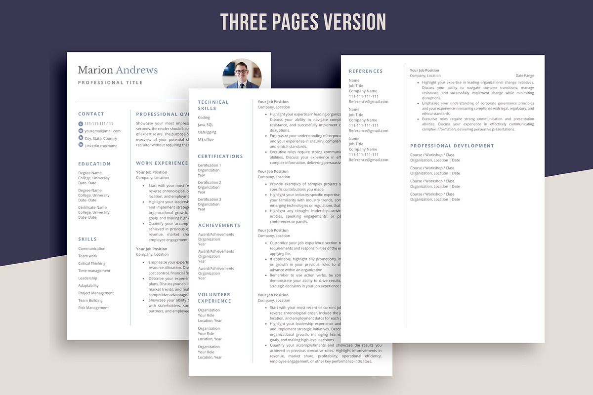 Simple Resume Template for Word | CV, a Resume Template by aivos (Photo 4 of 7)