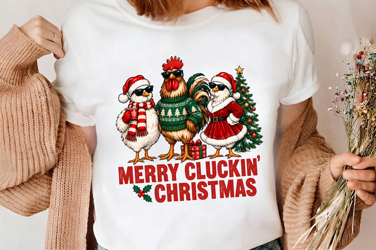 Merry Cluckin Christmas Chicken PNG, a Seasonal Illustration by CrexoraLab (Photo 4 of 4)