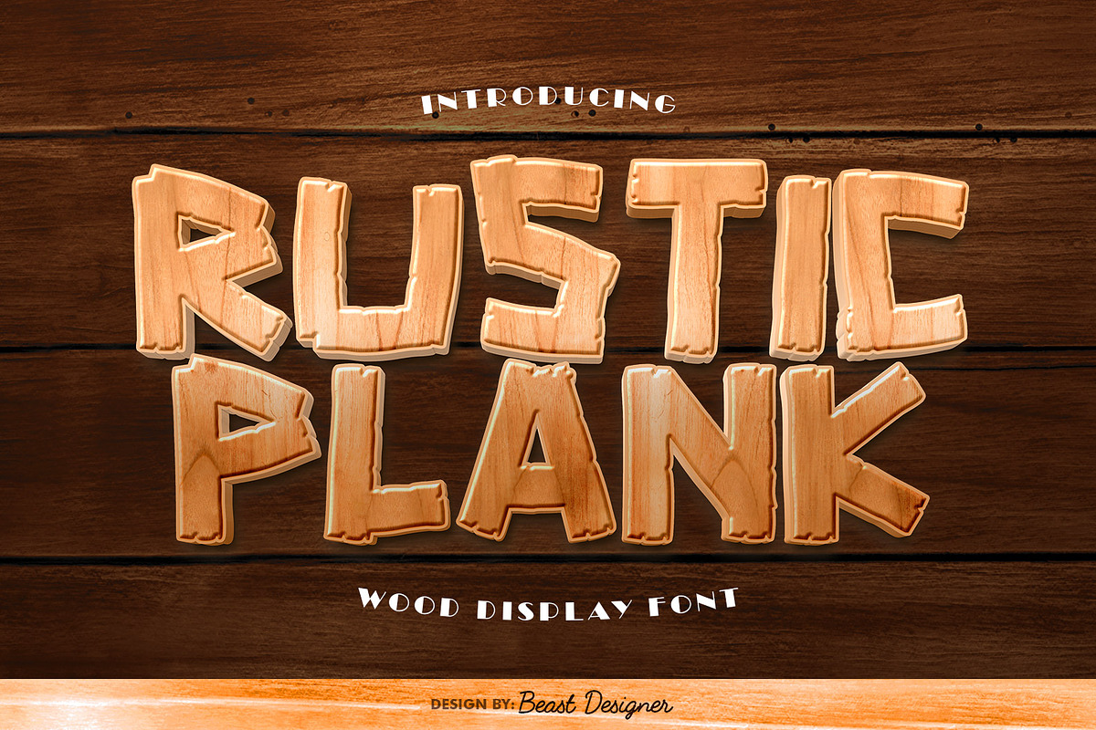 Rustic Plank Font - Wood Font, a Sans Serif Font by Beast Designer (Photo 1 of 2)