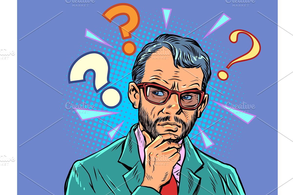 Pop Art Retro Thinking and solving, a Person Illustration by studiostoks