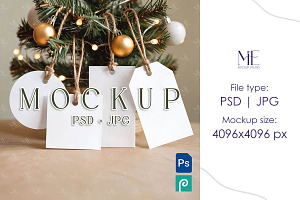 Christmas Gift Tag Mockup Set