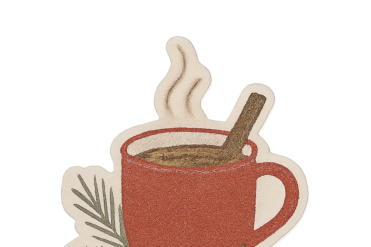 Hot beverage in red mug with subtle, an Illustration by Dvoevnore photos
