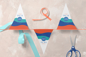 Triangular Party Flag Mockups