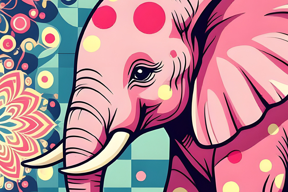 Vintage Pop Art Pink Elephant, an Animal Illustration by Sharon Schwalbe (Photo 2 of 3)