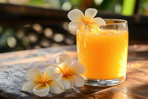 Refreshing tropical beverage with vi, a Photo by Tanuart