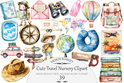 Watercolor Cute Travel Nursery Clipa, an Illustration by Design Market (Thumbnail 1 of 4)