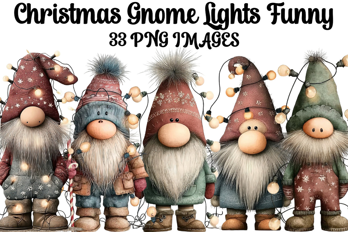 Christmas Gnome Lights Funny, an Illustration by DreamArtGraphic (Photo 1 of 5)