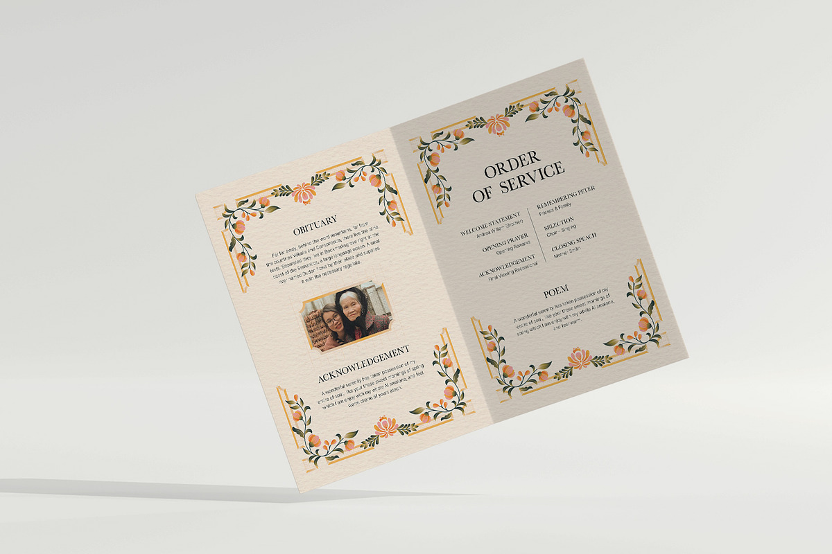 Elegant Floral Funeral Program, a Brochure Template by Neermana (Photo 3 of 4)
