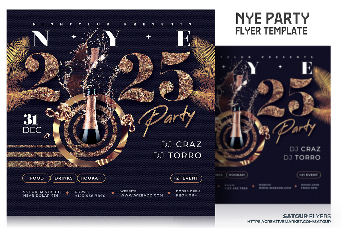 New Years Eve Party Flyer Template, a Flyer Template by Satgur Graphic Design (Photo 1 of 4)